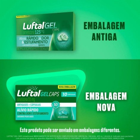 Luftal Gel Caps Simeticona 125mg 10 Cápsulas