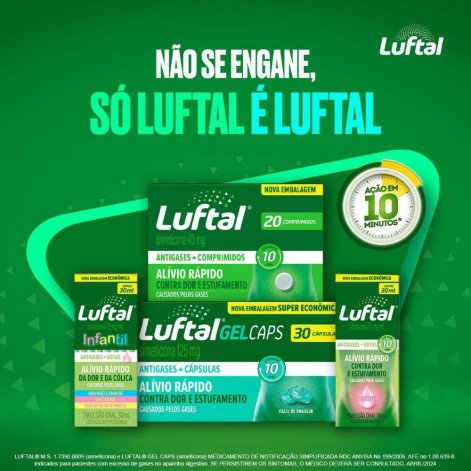 Luftal Gel Caps Simeticona 125mg 10 Cápsulas