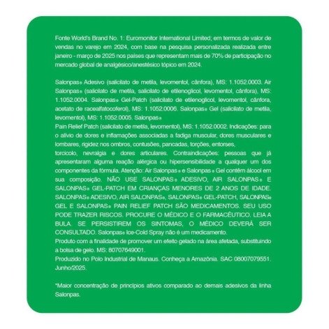 Salonpas Pain Relief Patch com 5 adesivos