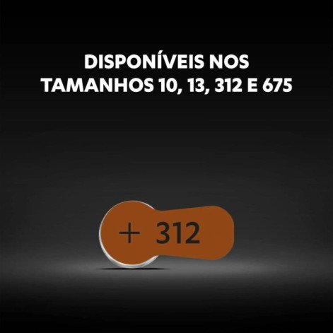 Pilha para Aparelho Auditivo 312 Duracell com 6 unidades