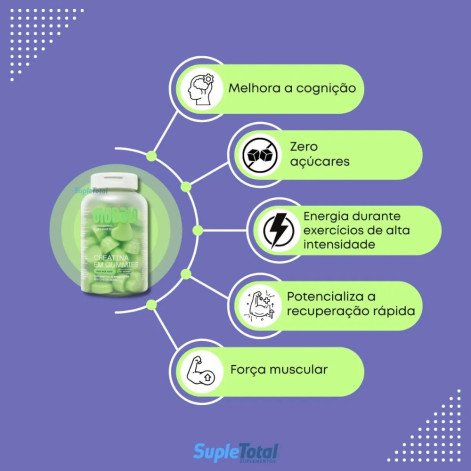 Creatina Monohidratada 60 Gummies Guday Maça Verde