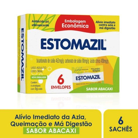 Estomazil Abacaxi Pó Efervescente 6 envelopes de 5g cada