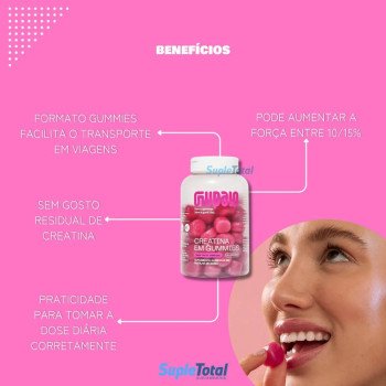 Creatina Monohidratada 60 Gummies Guday Frutas Vermelhas