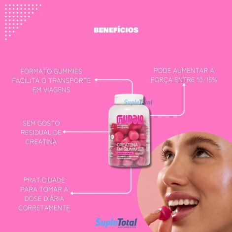 Creatina Monohidratada 60 Gummies Guday Frutas Vermelhas