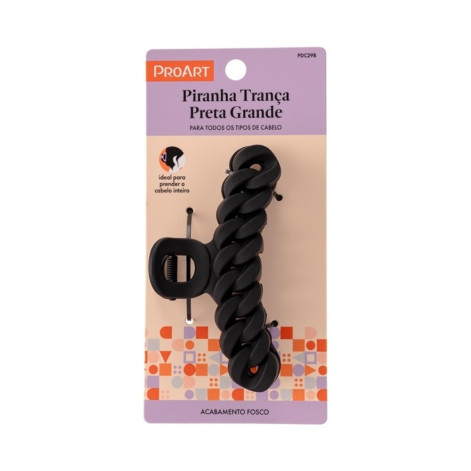Piranha de Cabelo Trança Preta Grande ProArt