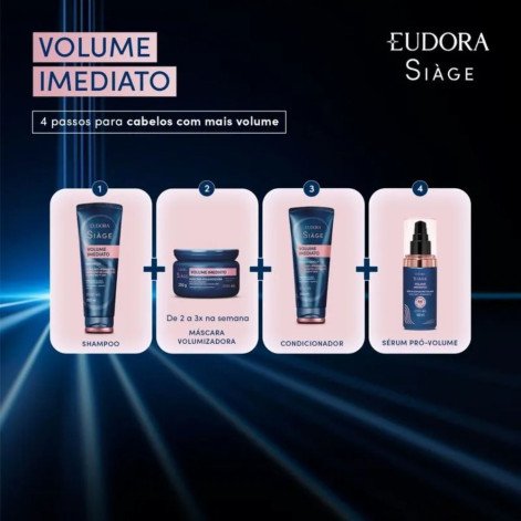 Máscara Capilar Volumizadora Eudora Siàge Volume Imediato 250g