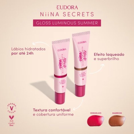 Gloss Labial Niina Secrets Luminous Summer Vermelho 12ml