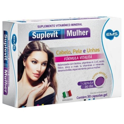 Suplevit Mulher Cabelo Pele e Unhas 30 cápsulas Ems