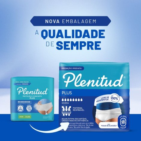 Roupa Íntima Descartável Unissex Plenitud Plus P/M Absorção Intensa 24 unidades