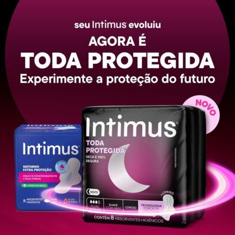 Absorvente Intimus Noturno Toda Protegida Cobertura Suave Com Abas 30 unidades