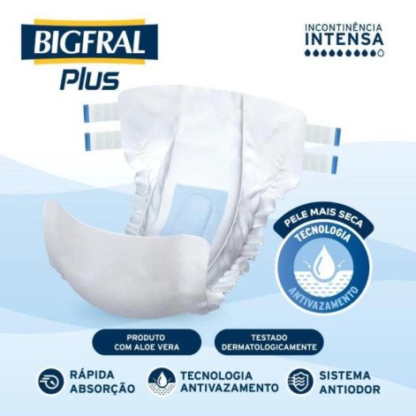 Fralda Geriátrica Bigfral Plus Adulto Tamanho G Com 7 unidades