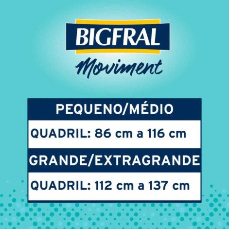 Roupa Íntima Descartável Unissex Bigfral Moviment G/XG Absorção Moderada a Intensa 7 unidades