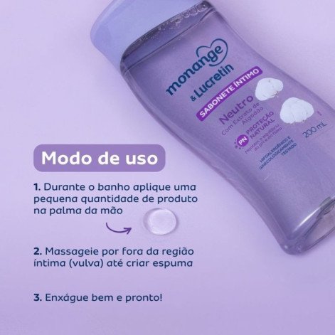 Sabonete Líquido Íntimo Monange e Lucretin Neutro 200ml