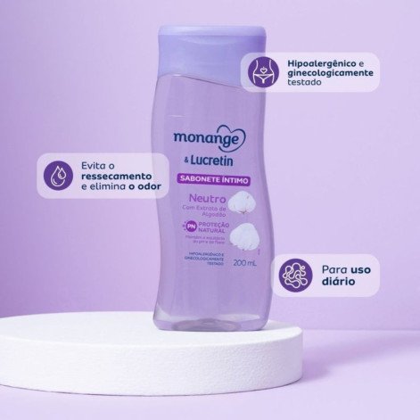 Kit Sabonete Líquido Íntimo Monange e Lucretin Neutro 2 Unidades de 200ml cada