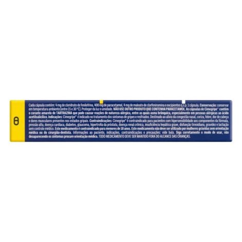 Cimegripe Cloridrato Fenillefrina 4mg + Paracetamol 400mg + Maleato de Clorfeniramina 4mg 20 cápsulas