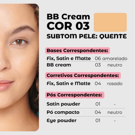 Base Liquida BB Cream 10 em 1 Fps30 Vizzela Cor 03