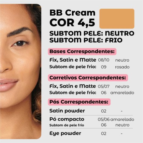 Base Liquida BB Cream 10 em 1 Fps30 Vizzela Cor 4,5