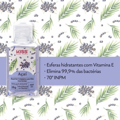 Álcool Em Gel Antisséptico Para Mãos Açaí Kiss New York 26g