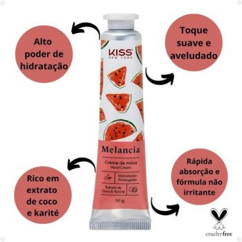 Creme Hidratante de Mãos Kiss New York Melancia 30g