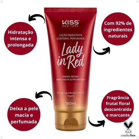 Loção Hidratante Corporal Kiss New York Lady in Red 180ml