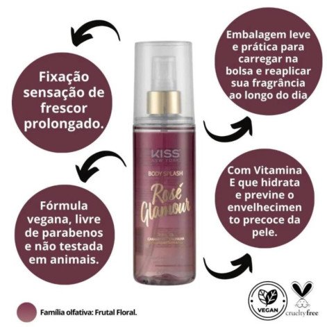 Body Splash Rosé Glamour Com 200ml Kiss New York