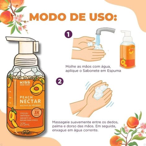 Sabonete em Espuma para Mãos Kiss New York Peach Nectar 275ml