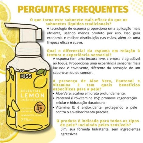 Sabonete em Espuma para Mãos Kiss New York Celestial Lemon 275ml