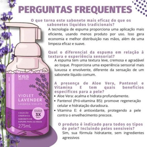 Sabonete em Espuma para Mãos Kiss New York Violet Lavender 275ml
