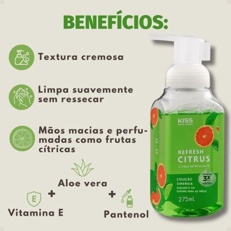 Sabonete em Espuma para Mãos Kiss New York Refresh Citrus 275ml