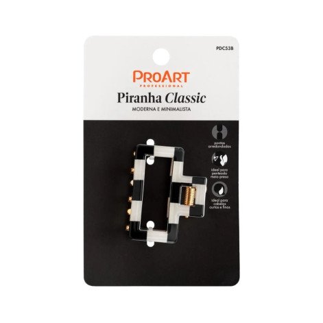 Piranha de Cabelo Classic Preta e Branca ProArt