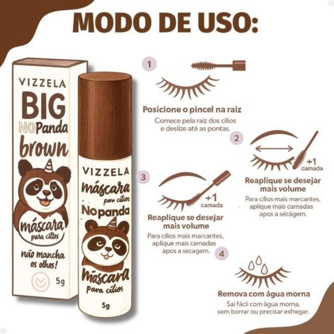 Máscara para Cílios Vizzela Big no Panda Cor Brown 5g