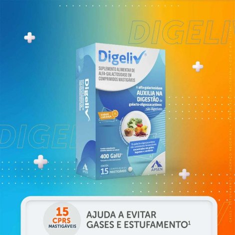 Suplemento Alimentar Digeliv 15 comprimidos Mastigáveis