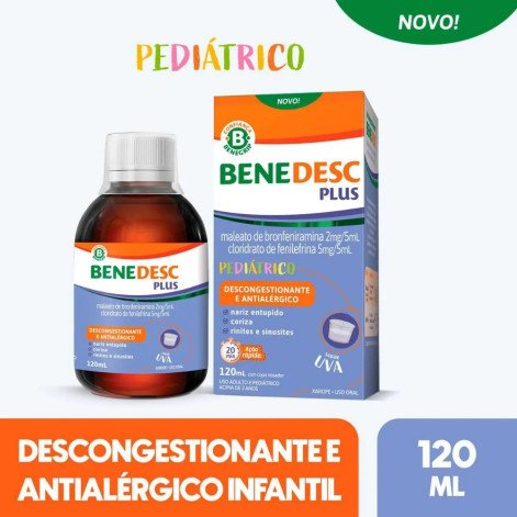 Benedesc Plus Maleato de Bronfeniramina 2mg + Cloridrato de Fenilefrina 5mg Xarope Pediátrico 120ml 
