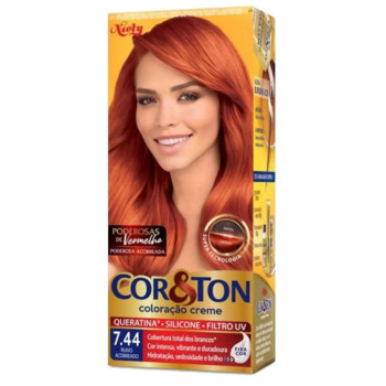 Tinta de Cabelo Permanente Cor&Ton Niely - 7.44 Ruivo Acobreado