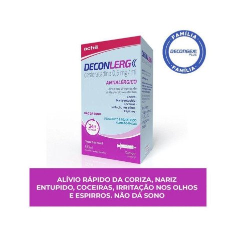 Deconlerg Desloratadina 0,5mg Xarope Tutti-Frutti 60ml + Seringa