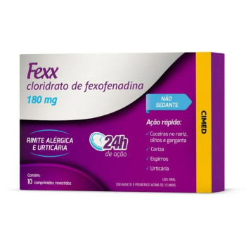 Fexx 180mg Cloridrato de Fexofenadina 10 Comprimidos Revestidos