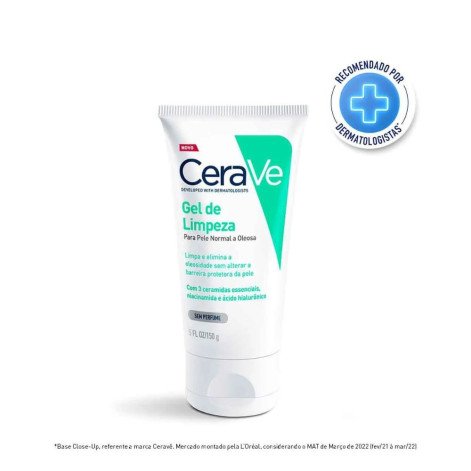  Gel de Limpeza Facial CeraVe Pele Normal a Oleosa Sem Perfume com 150g