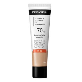 Protetor Solar Facial Principia Skincare PS-05 14,5% Mix de Filtros Uv + 5% Niacinamida FPS 70 Cor 2.0 30ml