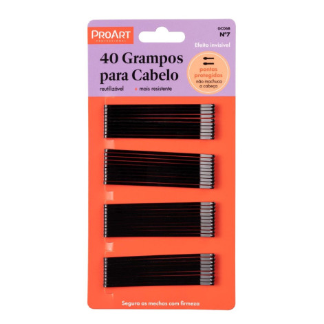 Grampo De Cabelo Curvo Preto Caixa Com 40 Unidades Proart