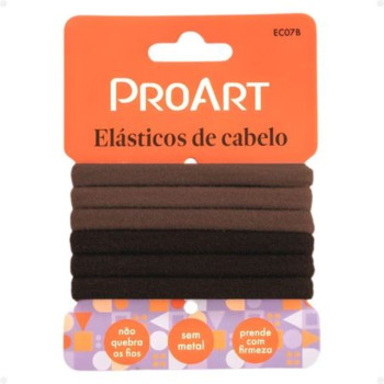 Elástico De Cabelo Pequeno Cor Marrom Proart 6 Unidades