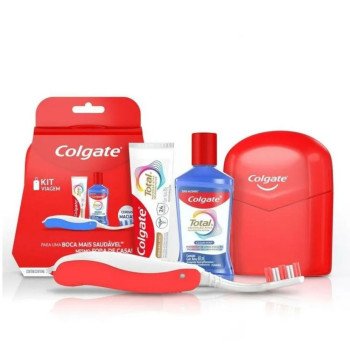 Kit Viagem Colgate Total Antisséptico Bucal 60ml + Creme Dental 30g + Escova Dental Portátil
