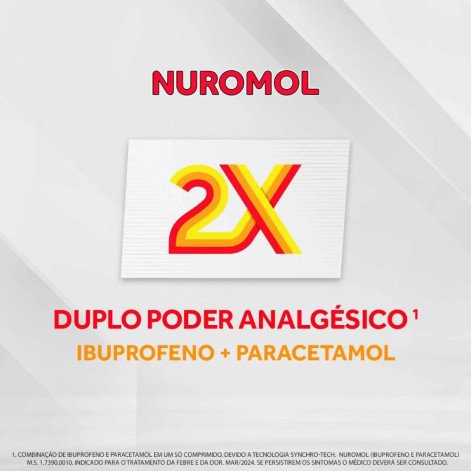 Nuromol Ibuprofeno 200mg + Paracetamol 500mg com 6 comprimidos