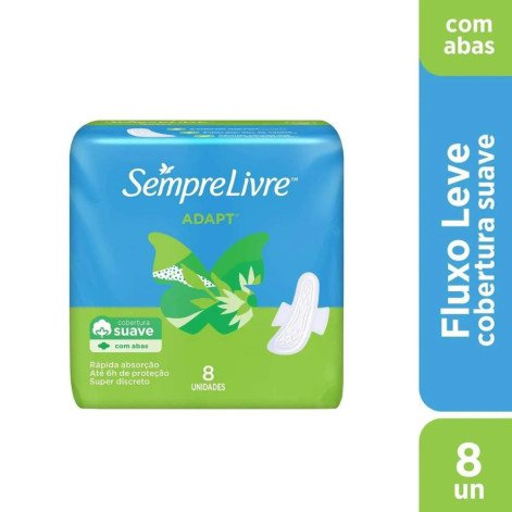 Absorvente Sempre Livre Adapt Cobertura Suave Com Abas com 8 unidades