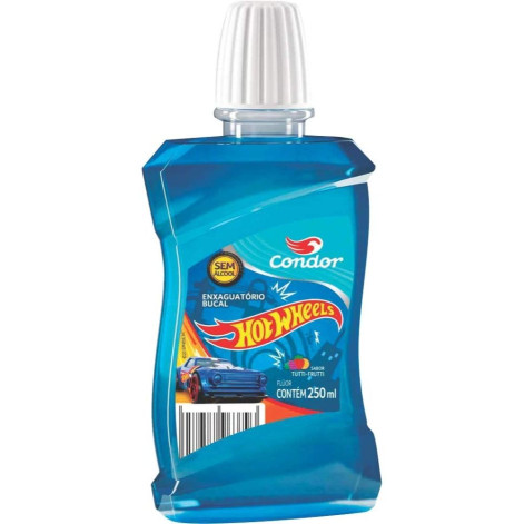 Enxaguante Bucal Infantil sem Álcool Condor Hot Wheels Sabor Tutti-Frutti 250ml