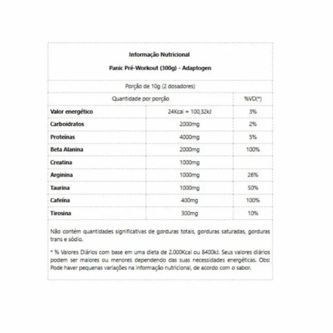 Pre Workout Panic (300g) Melancia Adaptogen
