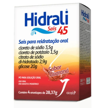 Hidrali Soro para Reidratação Oral Natural Sabor Guarana 4 Envelopes