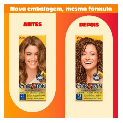 Tinta de Cabelo Permanente Cor&Ton Niely - 7.3 Louro Dourado
