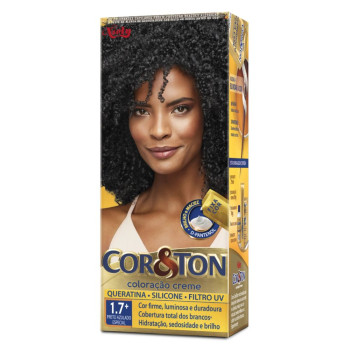 Tinta de Cabelo Permanente Cor&Ton Niely - 1.7+ Preto Azulado Especial