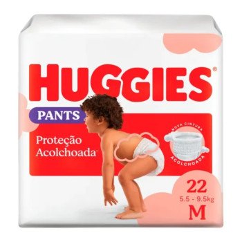 Fralda Huggies Pants Roupinha Proteção Acolchoada Tamanho M Pacote Jumbo 22 Unidades Descartáveis