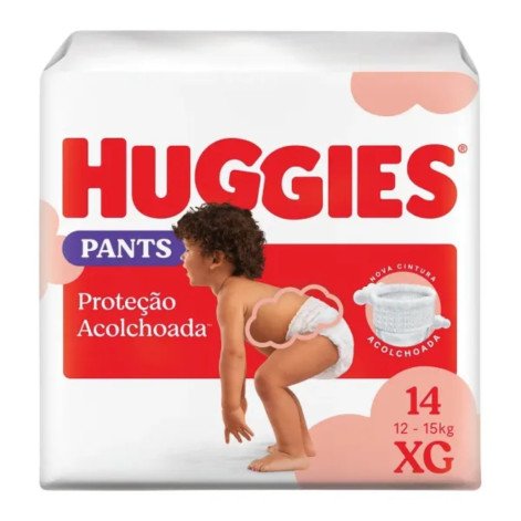 Fralda Huggies Pants Roupinha Proteção Acolchoada Tamanho XG Pacote Jumbo 14 Unidades Descartáveis